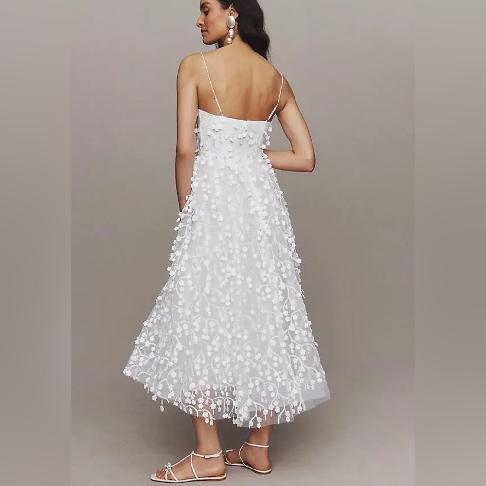 RARE ANTHRO BHLDN Strapless 3D Floral Vine Fit & Flare Midi Dress - Picture 3 of 7